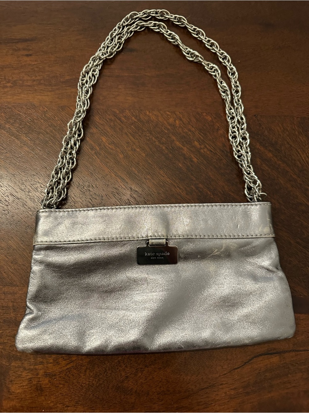 Kate Spade Silver Metallic Clutch/Purse